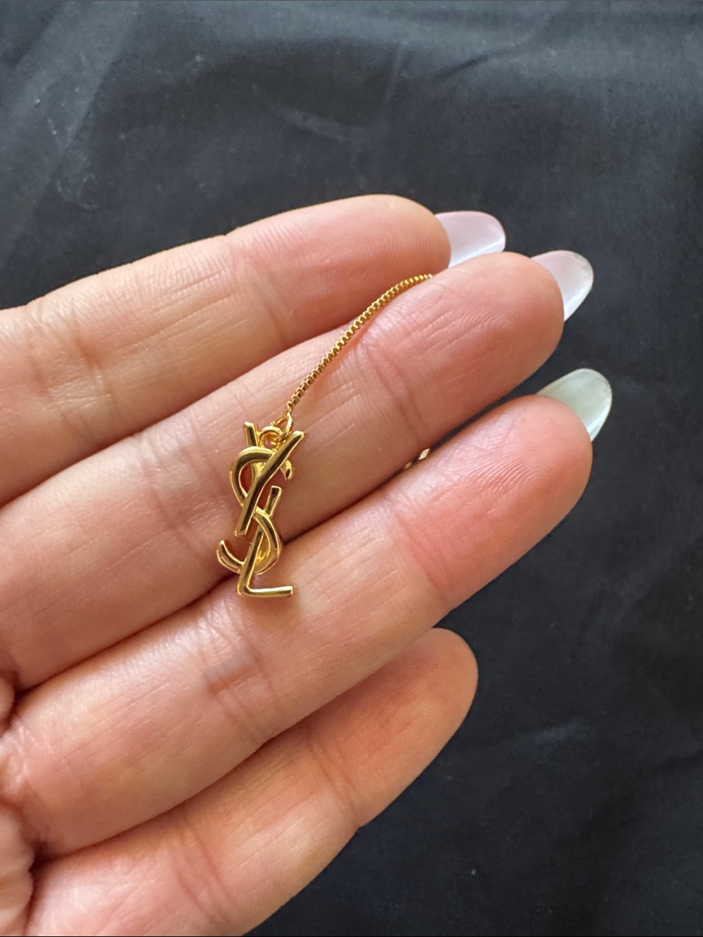 Yves Saint Laurent Gold YSL Threader Logo Drop Earrings - Picture 3 of 3
